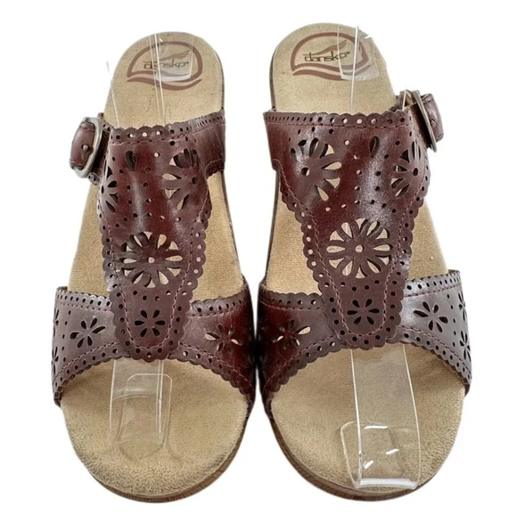 Dansko clogs size 37 sapphire brown tooled leather floral  orthopedic nursing - Picture 2 of 13